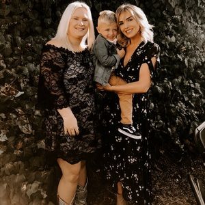 Navy blue floral dress